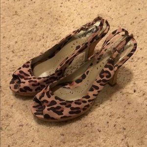 Leopard peep toe heels